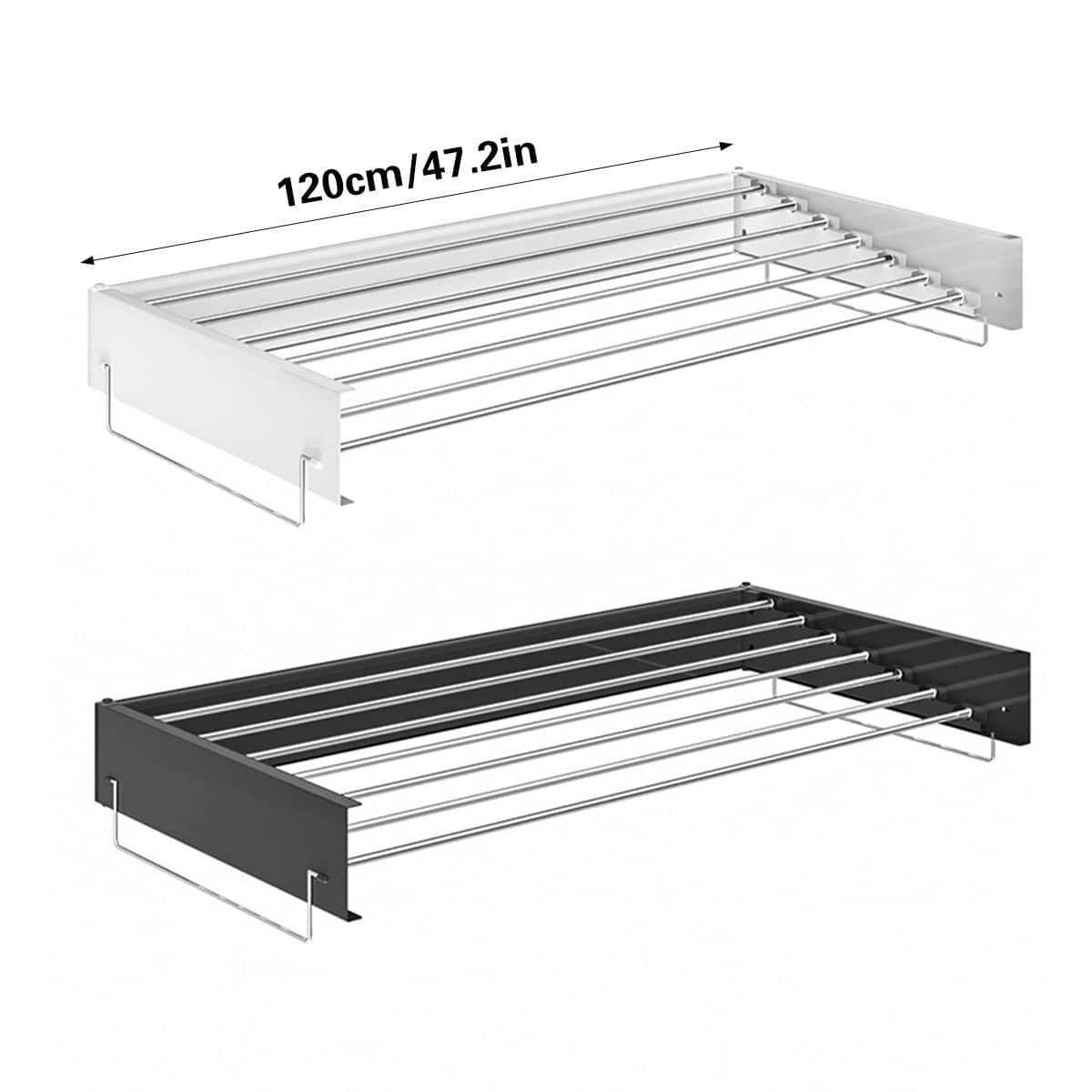 Wall Mounted Foldable Clothes Drying Rack, 120 cm - White - view 4