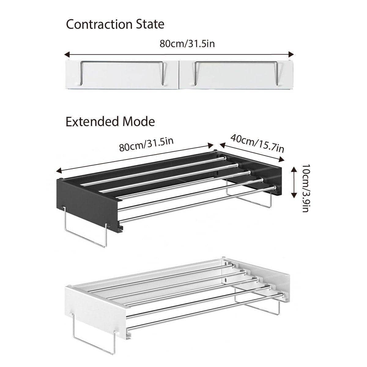 Wall Mounted Foldable Clothes Drying Rack, Aluminium Alloy - White - view 4