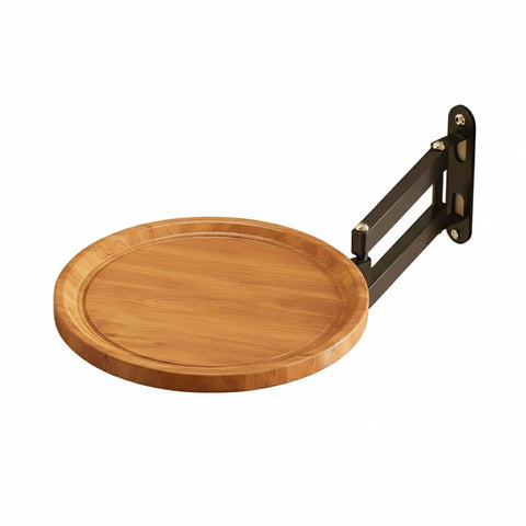 Wall-Mounted Foldable Rotating Table for Kitchen and Bathroom - Natural Wood