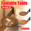 Wall-Mounted Foldable Rotating Table for Kitchen and Bathroom - Natural Wood - view 2