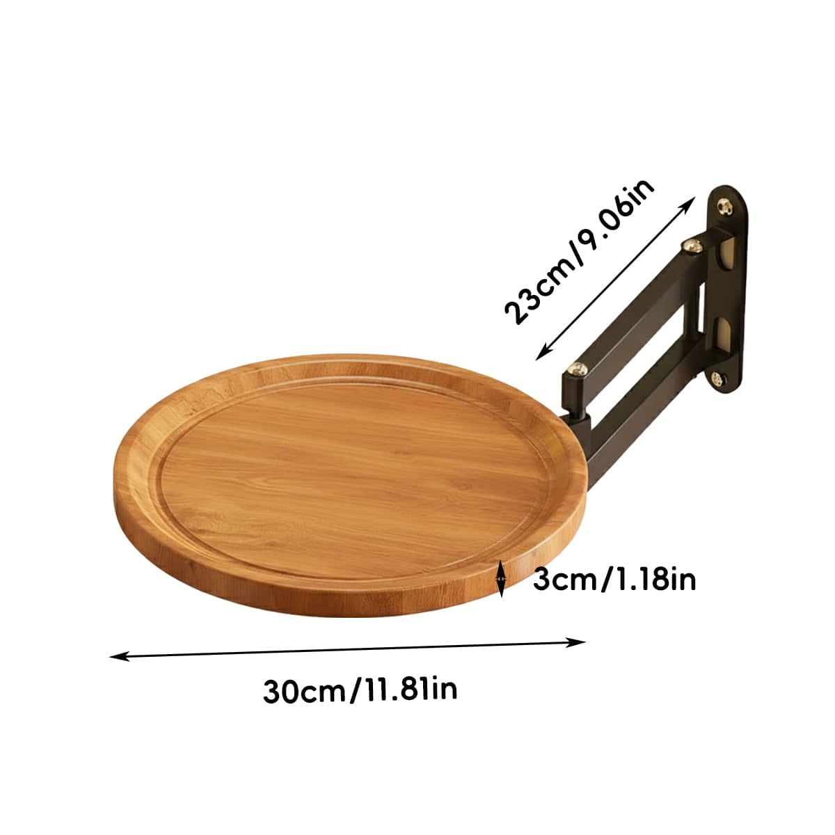 Wall-Mounted Foldable Rotating Table for Kitchen and Bathroom - Natural Wood - view 4