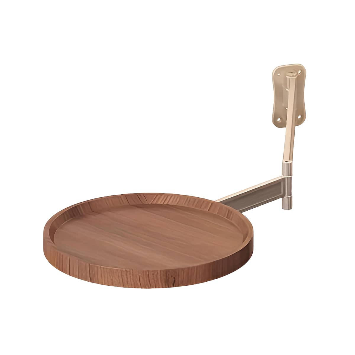 Wall Mounted Foldable Round Table with 720 Degree Rotating Tray for Small Spaces - Walnut