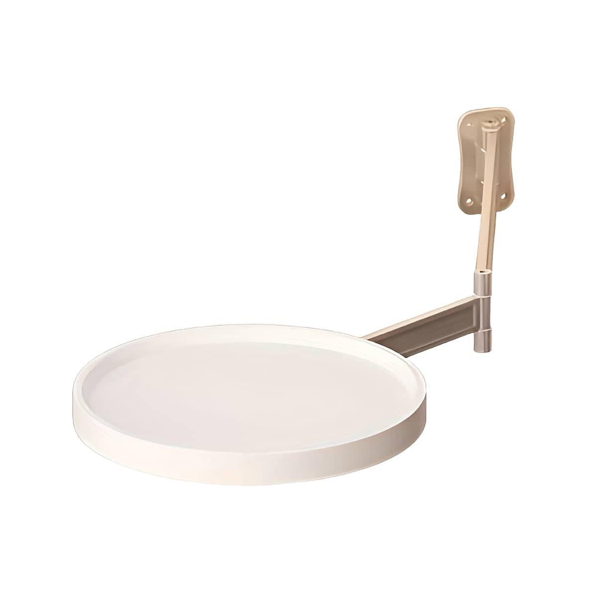 Wall Mounted Foldable Round Table with 720 Degree Rotating Tray for Small Spaces - White