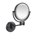 Wall Mounted Folding Makeup Mirror with 5 Times Magnification and LED Light - Plug-In, Black