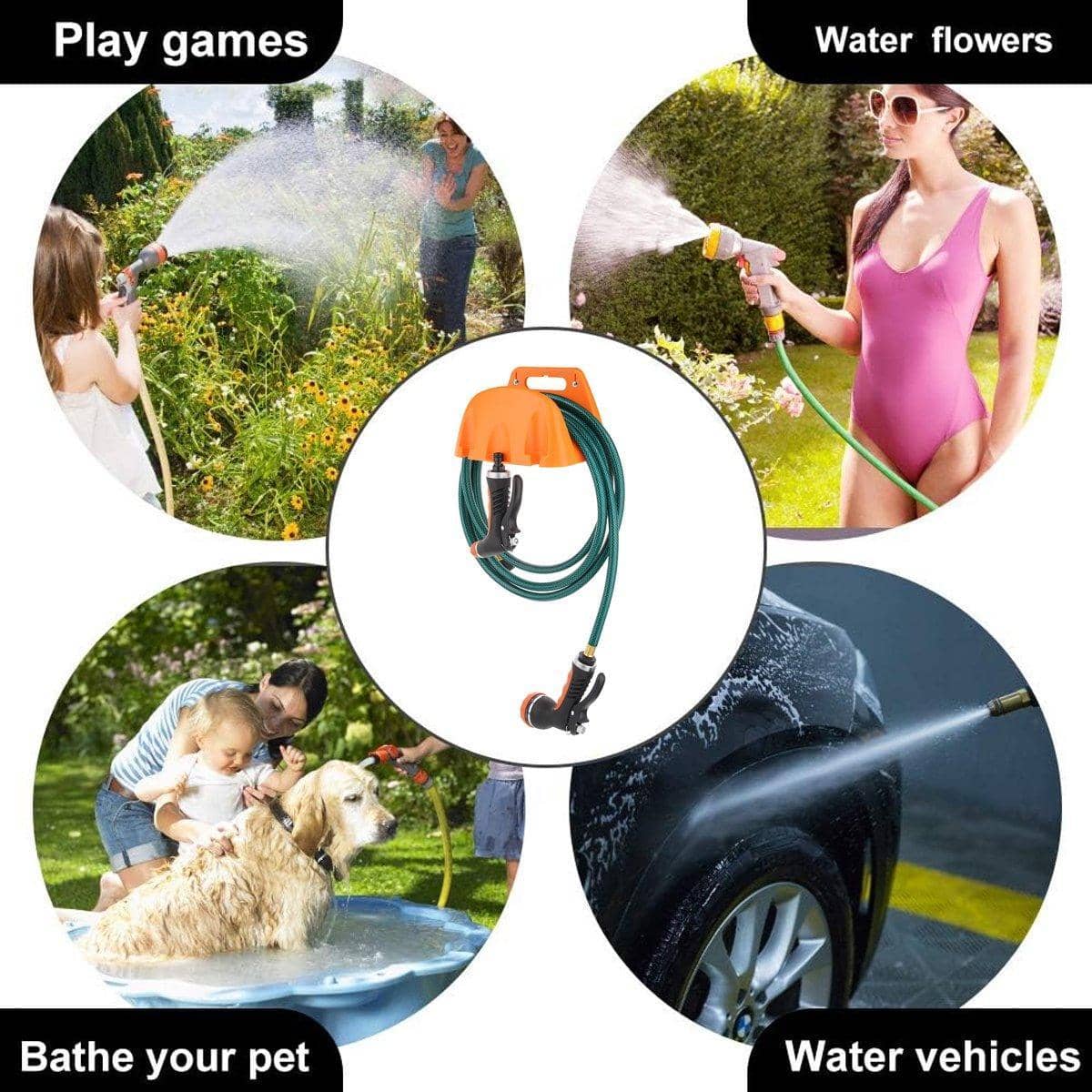Wall Mounted Garden Hose Holder Racks, Pack of 3 - Black - view 5