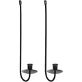 Wall Mounted Iron Candlestick Holders for Slender Candles - Black, Set of 2 - view 2