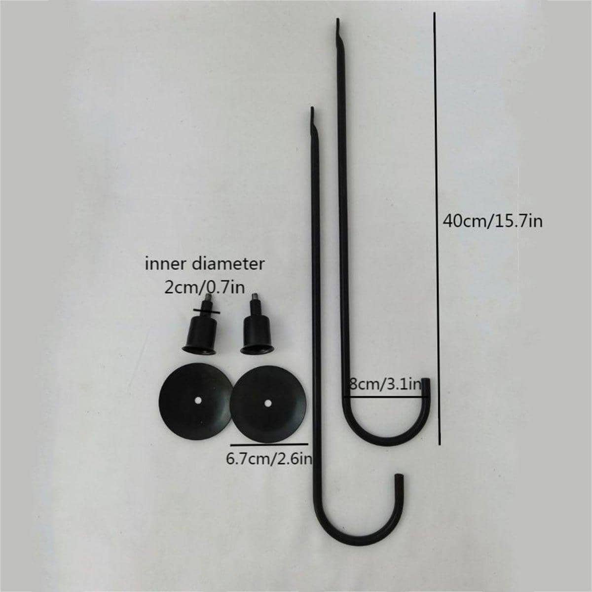Wall Mounted Iron Candlestick Holders for Slender Candles - Black, Set of 2 - view 3