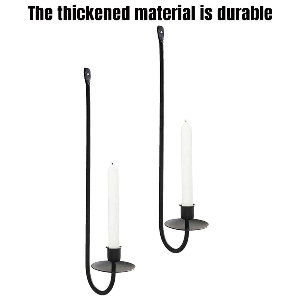 Wall Mounted Iron Candlestick Holders for Slender Candles - Black, Set of 2 - view 5