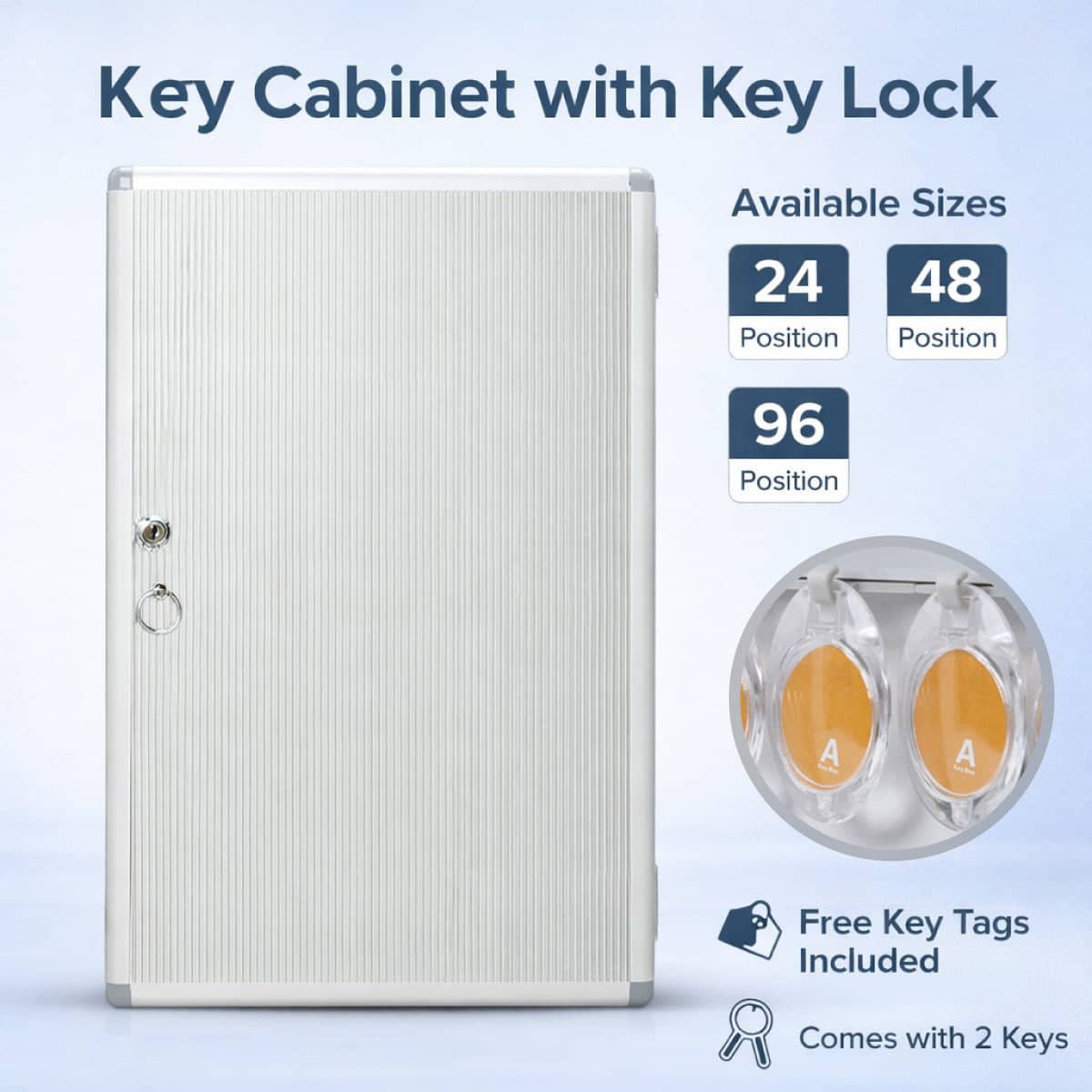 Wall Mounted Key Cabinet with Lock - 24 Positions (21 x 5.5 x 32.5 cm) - view 2