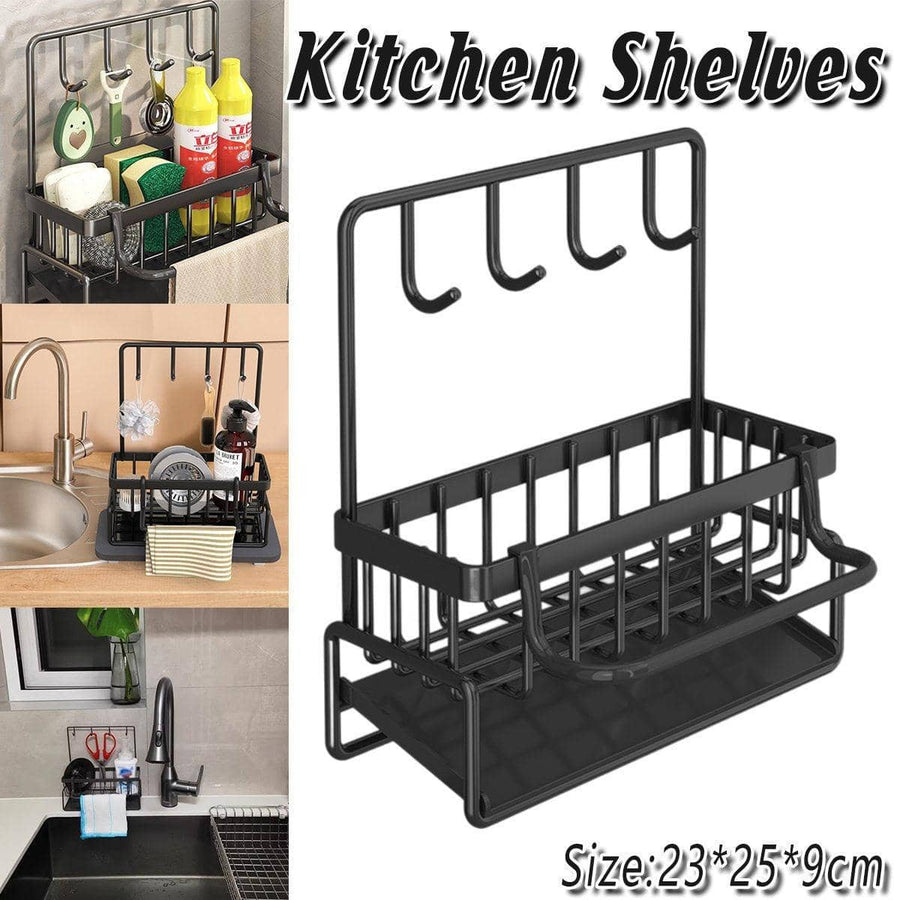 Wall Mounted Kitchen Sink Sponge Holder, Non-Perforated Draining Basket