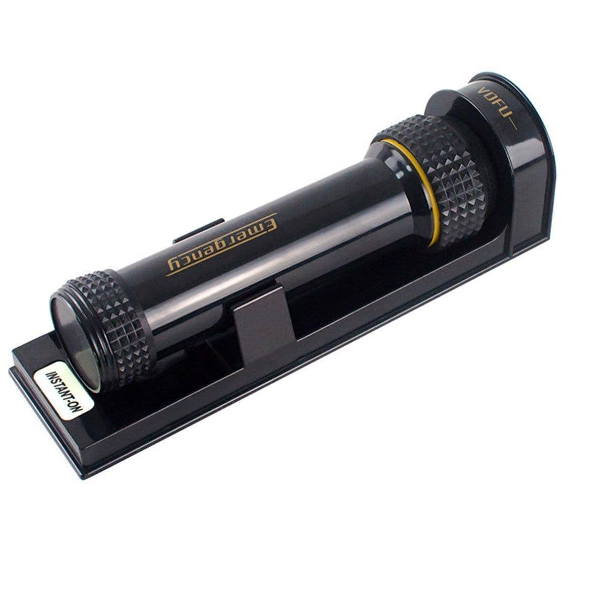 Wall Mounted LED Emergency Flashlight with Wall Base - Black
