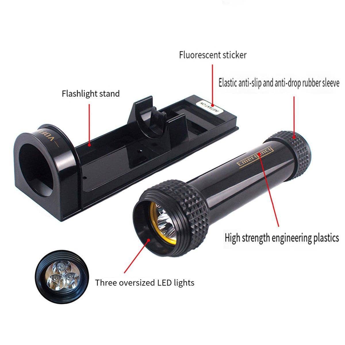 Wall Mounted LED Emergency Flashlight with Wall Base - Red - view 5