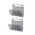 Wall Mounted Magazine Rack Black Iron Organiser for Books and Mail, Set of 2 - view 2
