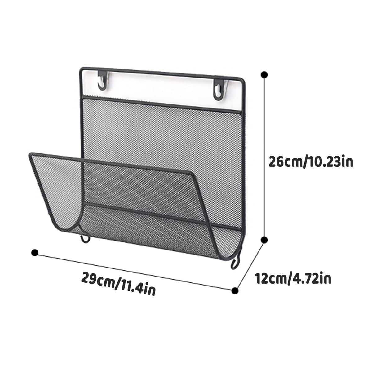 Wall Mounted Magazine Rack Black Iron Organiser for Books and Mail, Set of 2 - view 3