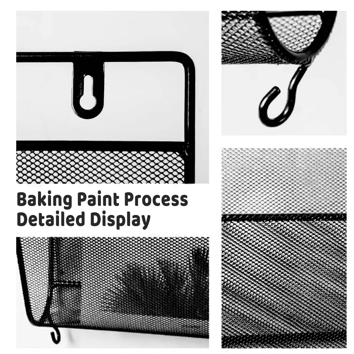 Wall Mounted Magazine Rack Black Iron Organiser for Books and Mail, Set of 2 - view 5