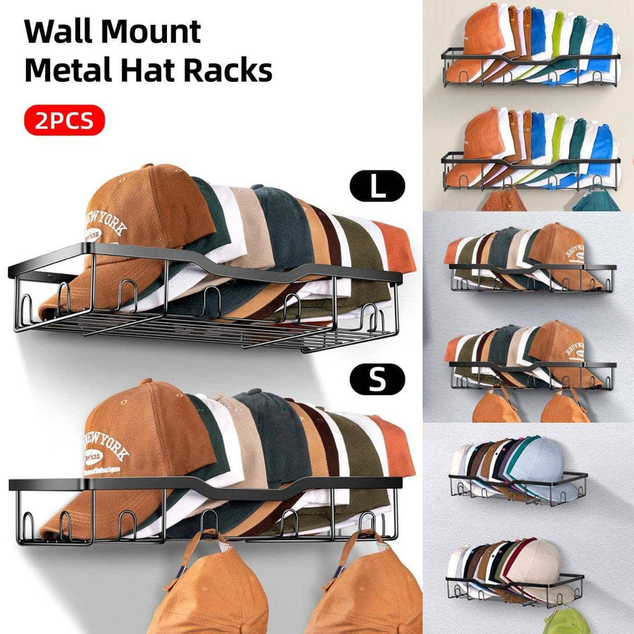 Wall Mounted Metal Hat Rack Organiser, Set of 2