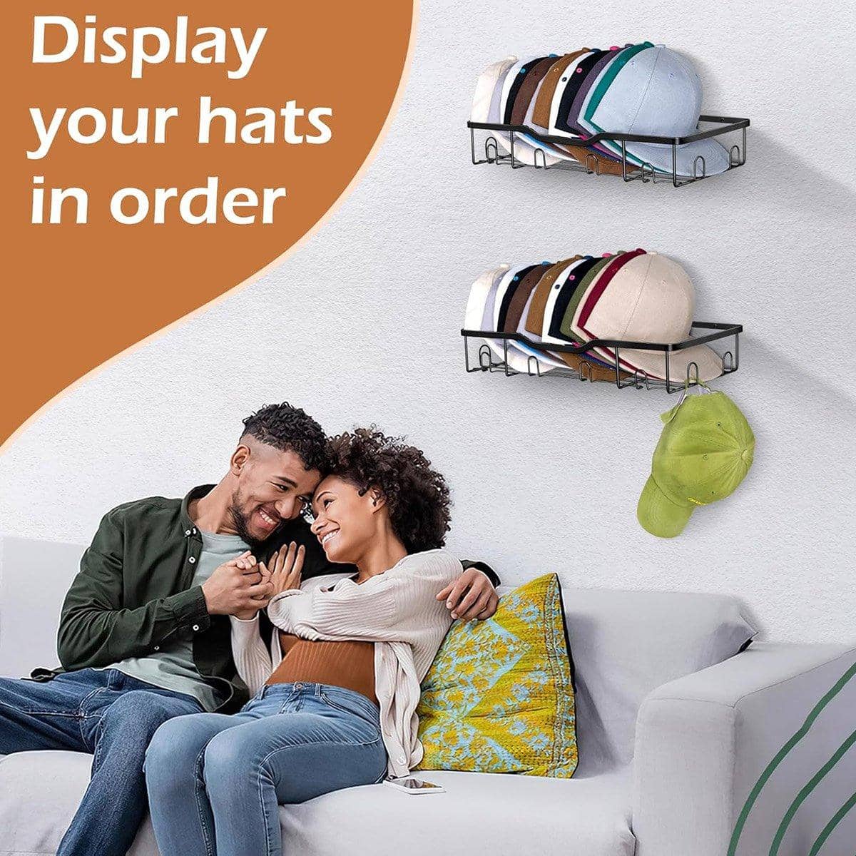 Wall Mounted Metal Hat Rack Organiser, Set of 2 - view 4