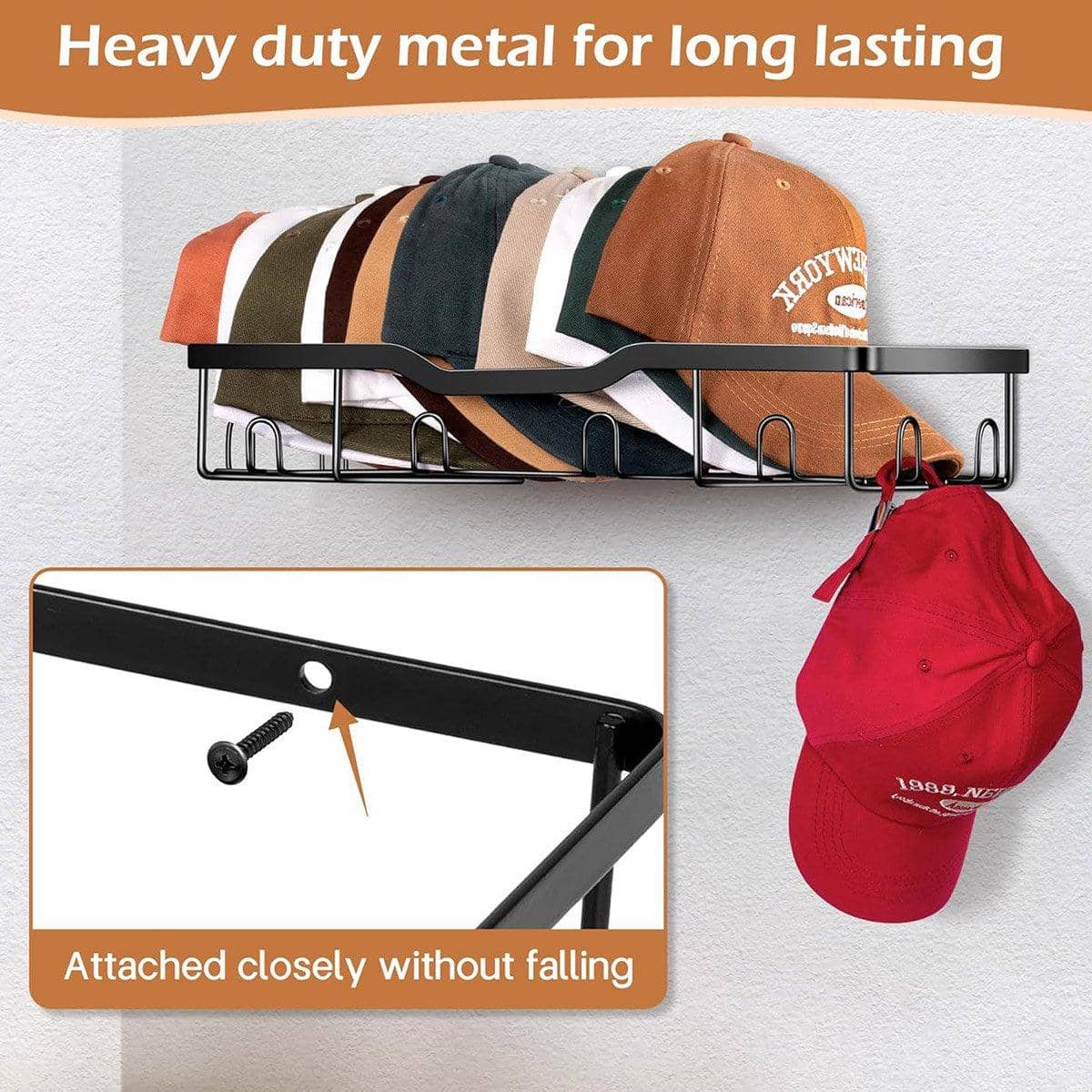 Wall Mounted Metal Hat Rack Organiser, Set of 2 - view 5