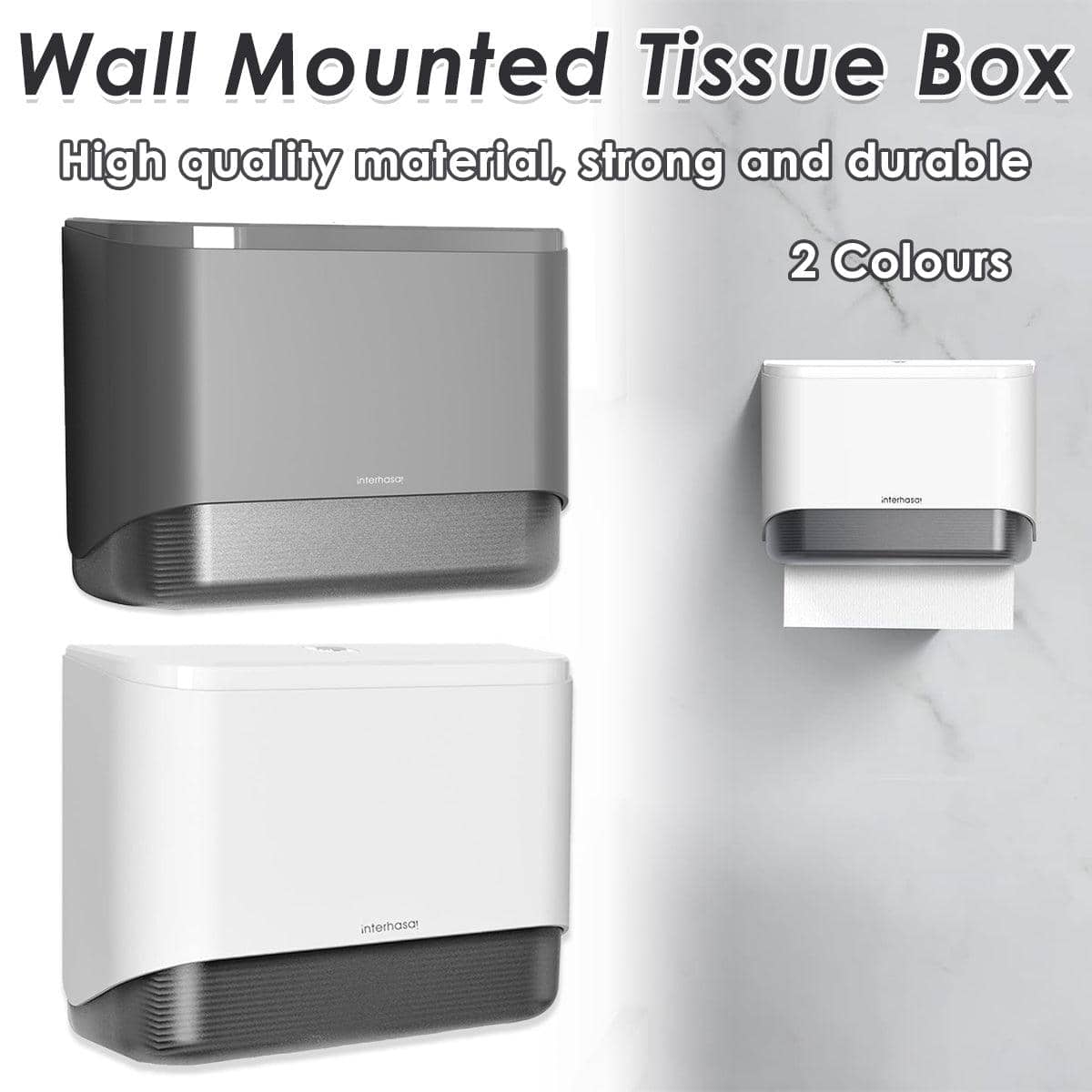 Wall Mounted Paper Towel Dispenser Box - White, 27.5 x 20.5 x 9.5 cm - view 2