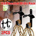 Wall Mounted Saddle Rack Hooks - Pack of 2, Black Iron