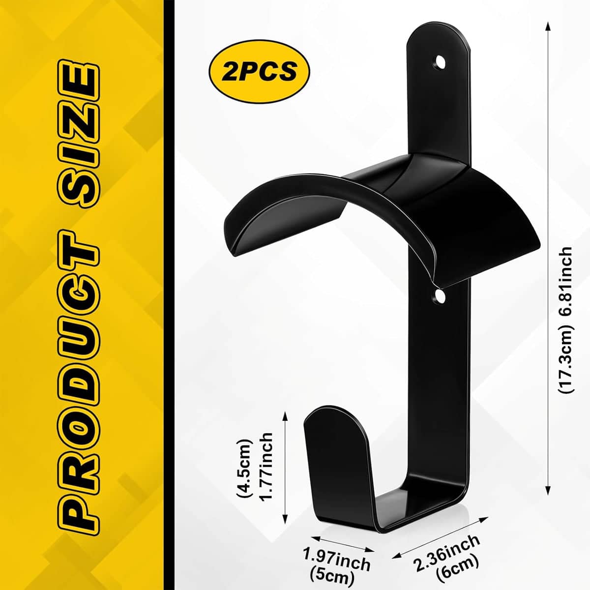 Wall Mounted Saddle Rack Hooks - Pack of 2, Black Iron - view 3