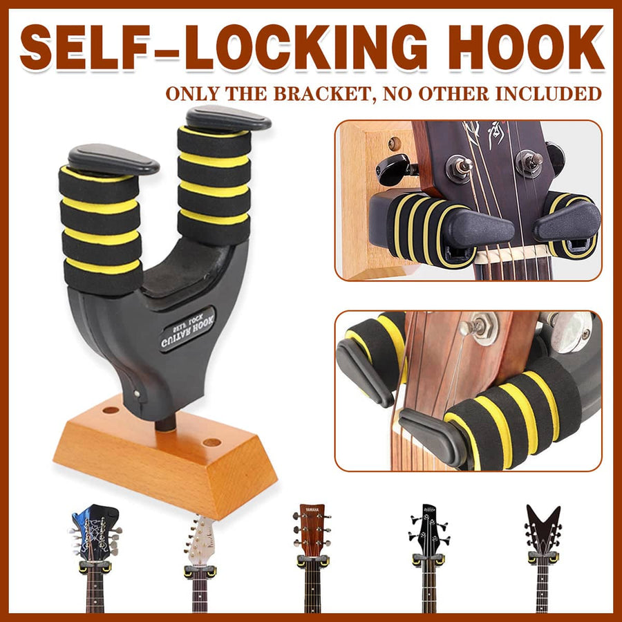 Wall-Mounted Self-Locking Guitar Hook with Foam Padding