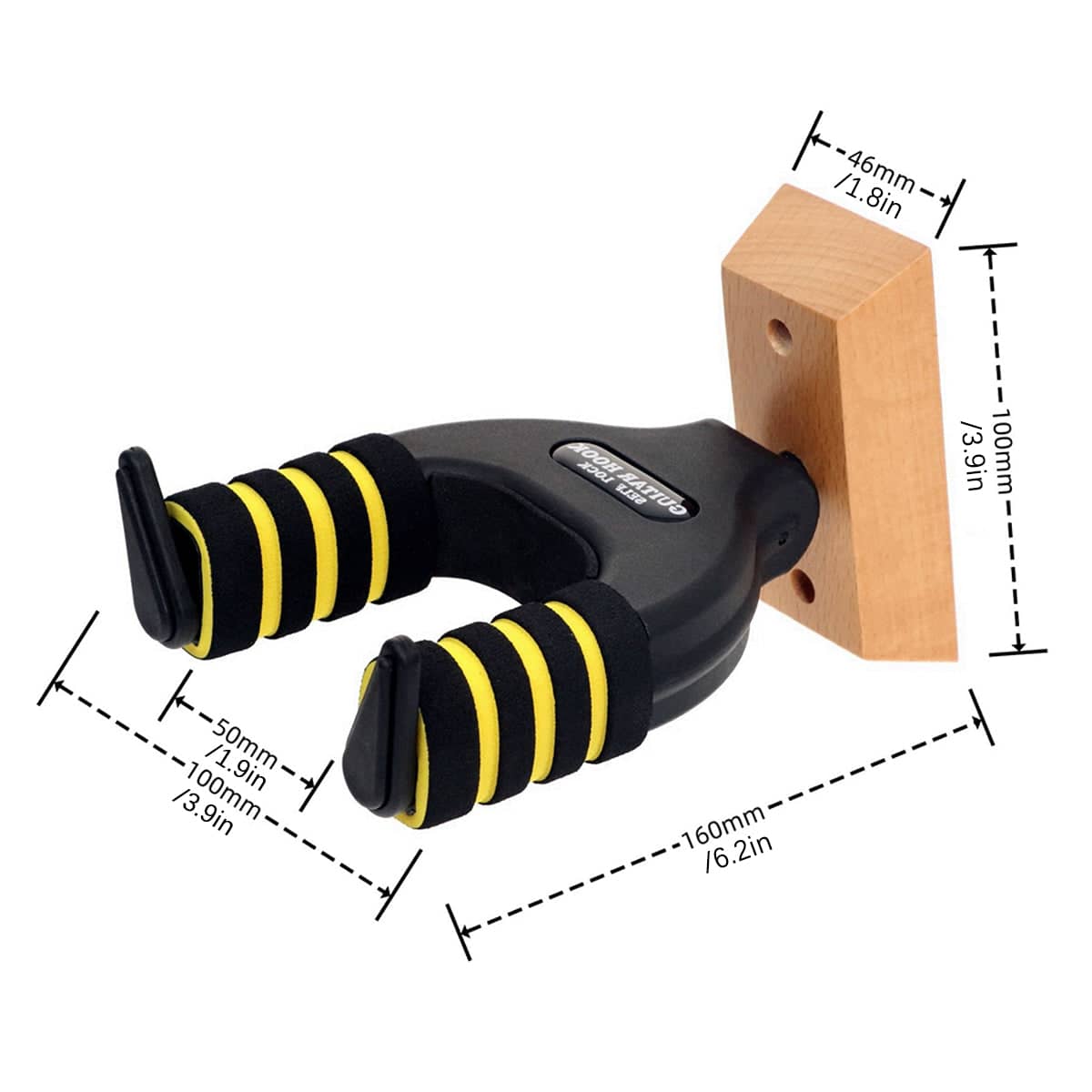 Wall-Mounted Self-Locking Guitar Hook with Foam Padding - view 3