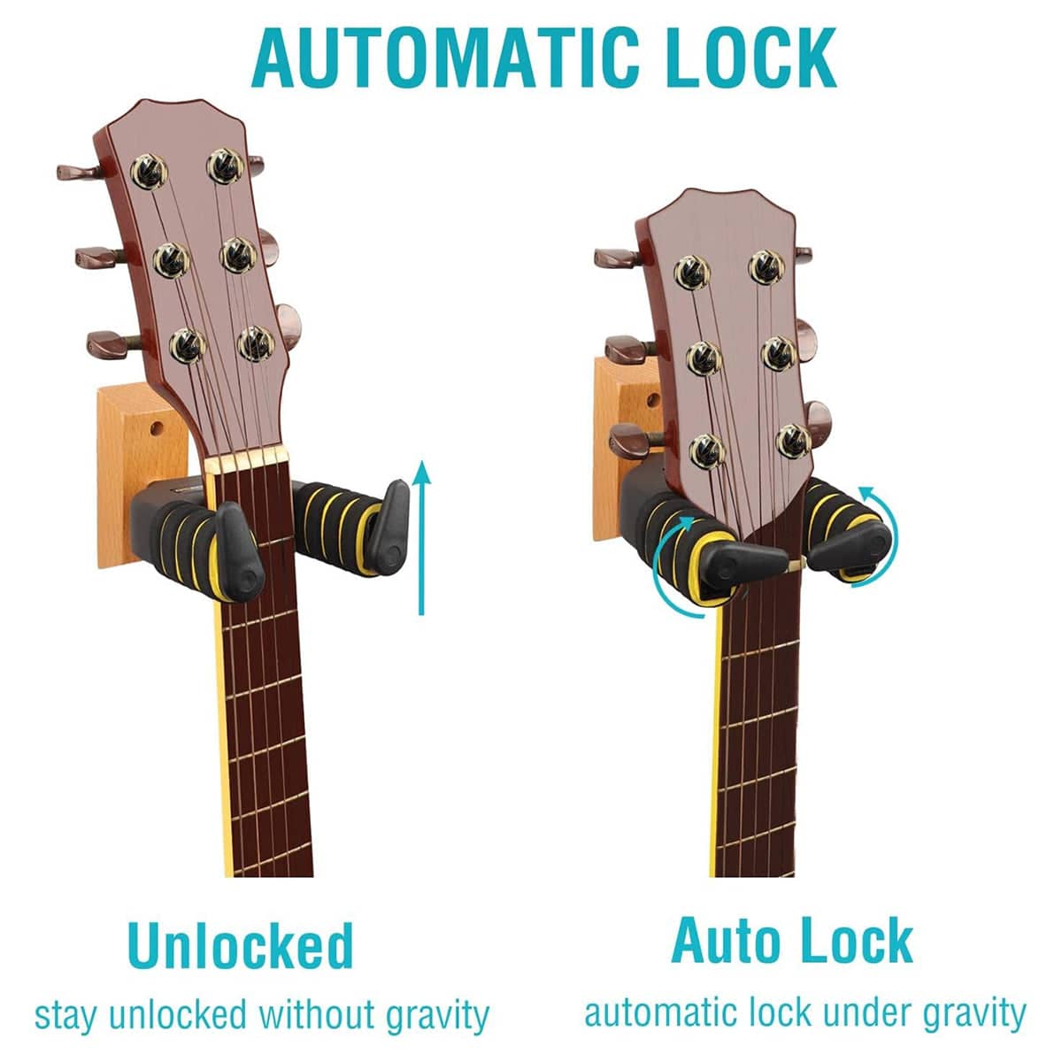 Wall-Mounted Self-Locking Guitar Hook with Foam Padding - view 4