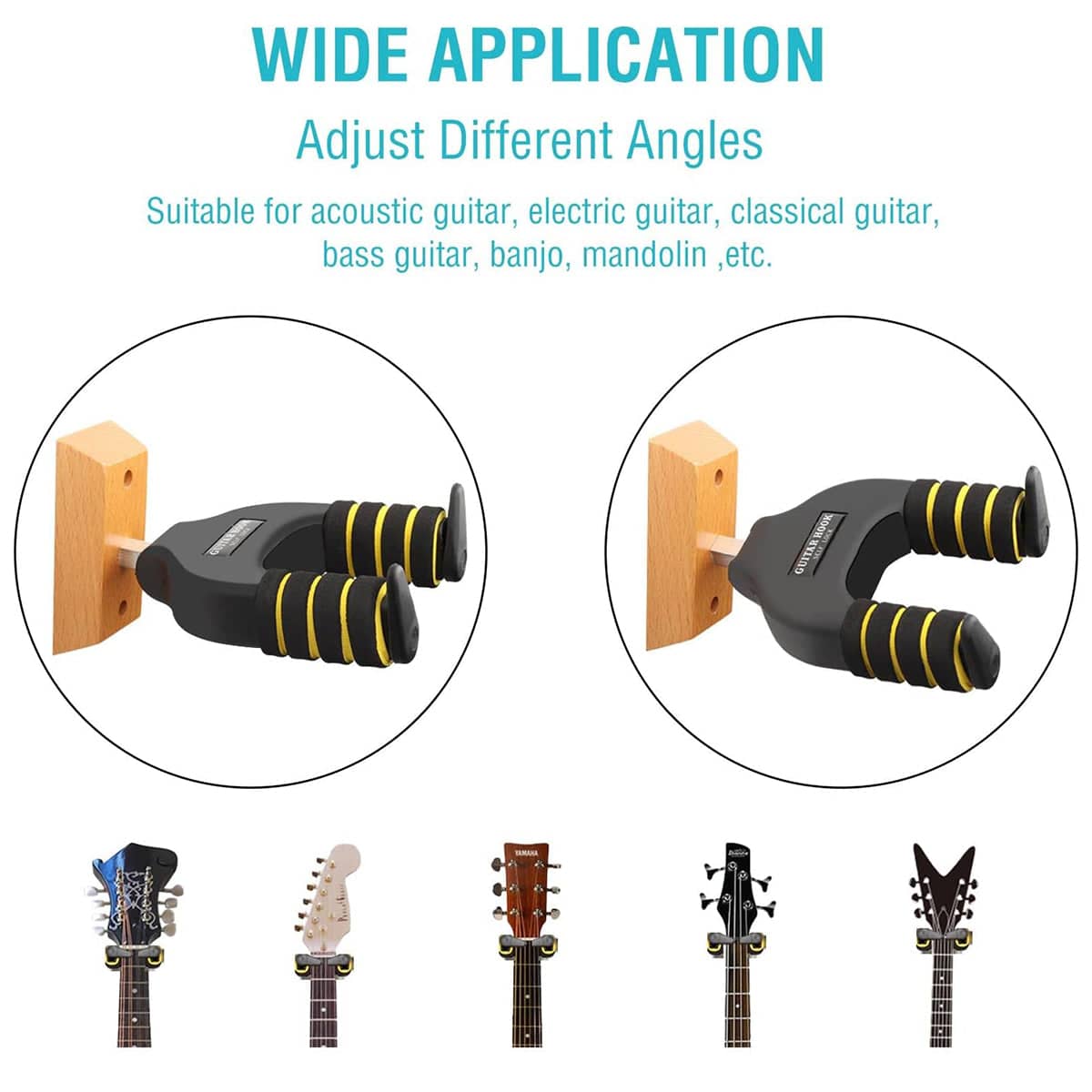 Wall-Mounted Self-Locking Guitar Hook with Foam Padding - view 5