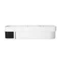 Wall-Mounted Shower Caddy Shelf with Hooks and Drain Base - White and Black
