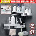 Wall-Mounted Shower Caddy Shelf with Hooks and Drain Base - White and Black - view 2