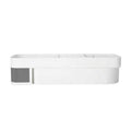 Wall-Mounted Shower Caddy Shelf with Hooks and Drain Base - White and Grey