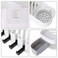Wall-Mounted Shower Caddy Shelf with Hooks and Drain Base - White and Grey - view 5