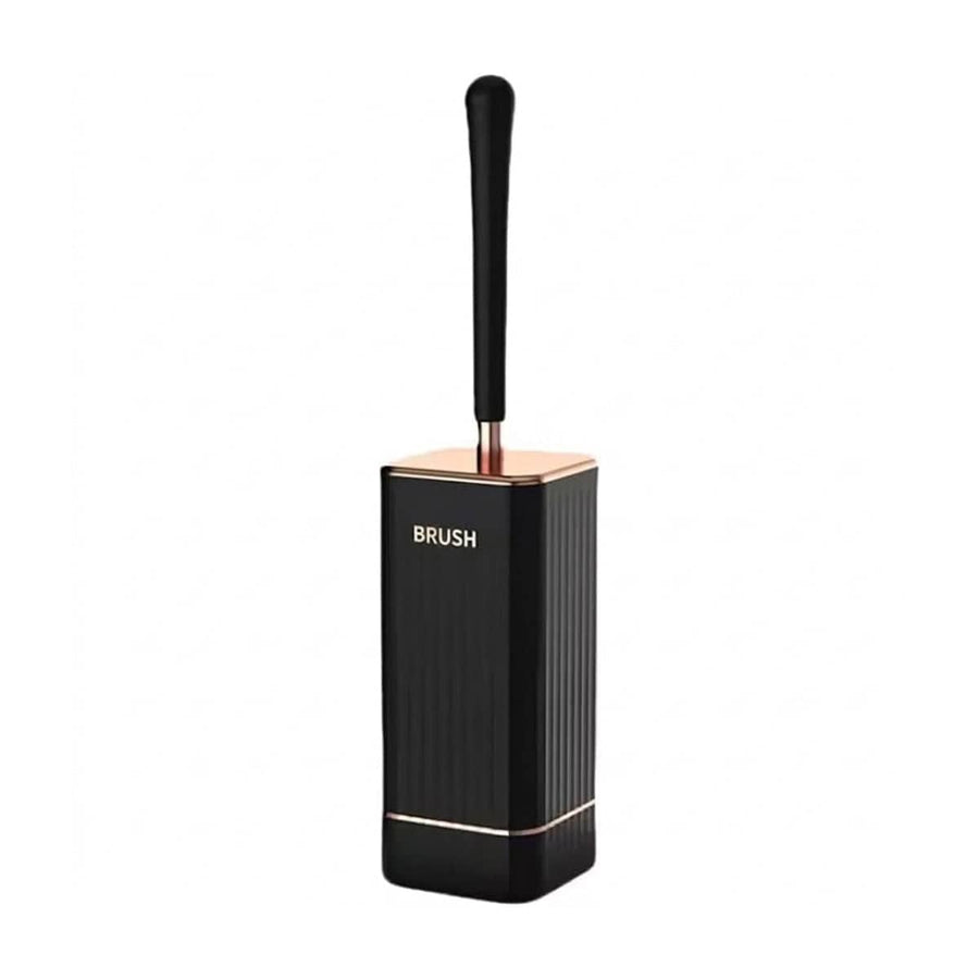 Wall-Mounted Silicone Toilet Brush with Holder - Black
