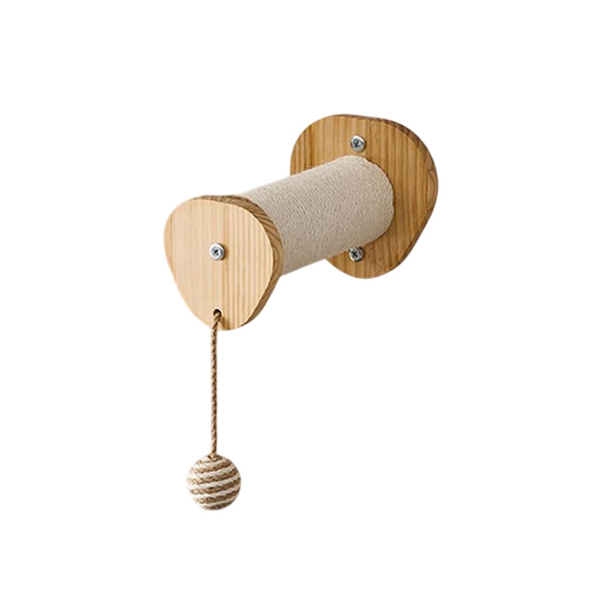 Wall Mounted Single Cat Scratch Post, 15 x 15 x 23cm - Light Brown