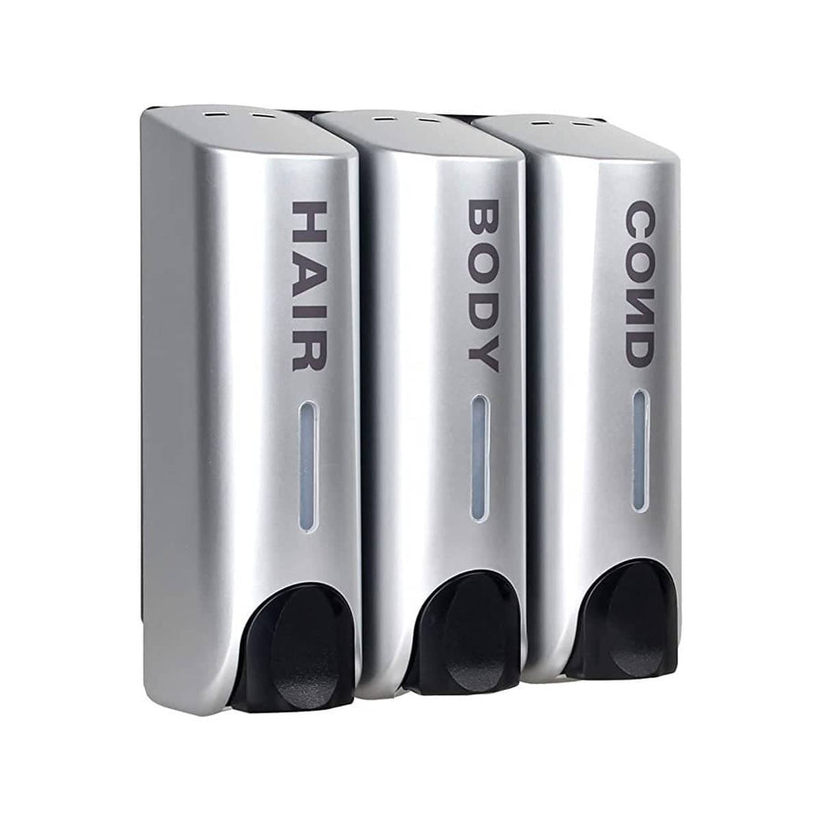 Wall Mounted Soap Dispenser - Triple Chamber, Silver