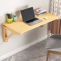 Wall Mounted Solid Pine Drop Leaf Table 70 x 40 cm, Foldable Wall Desk Shelf - view 5