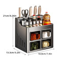 Wall-Mounted Spice Rack with Knife Holder and 4 Pull-Out Spice Boxes, Space Saving - view 3