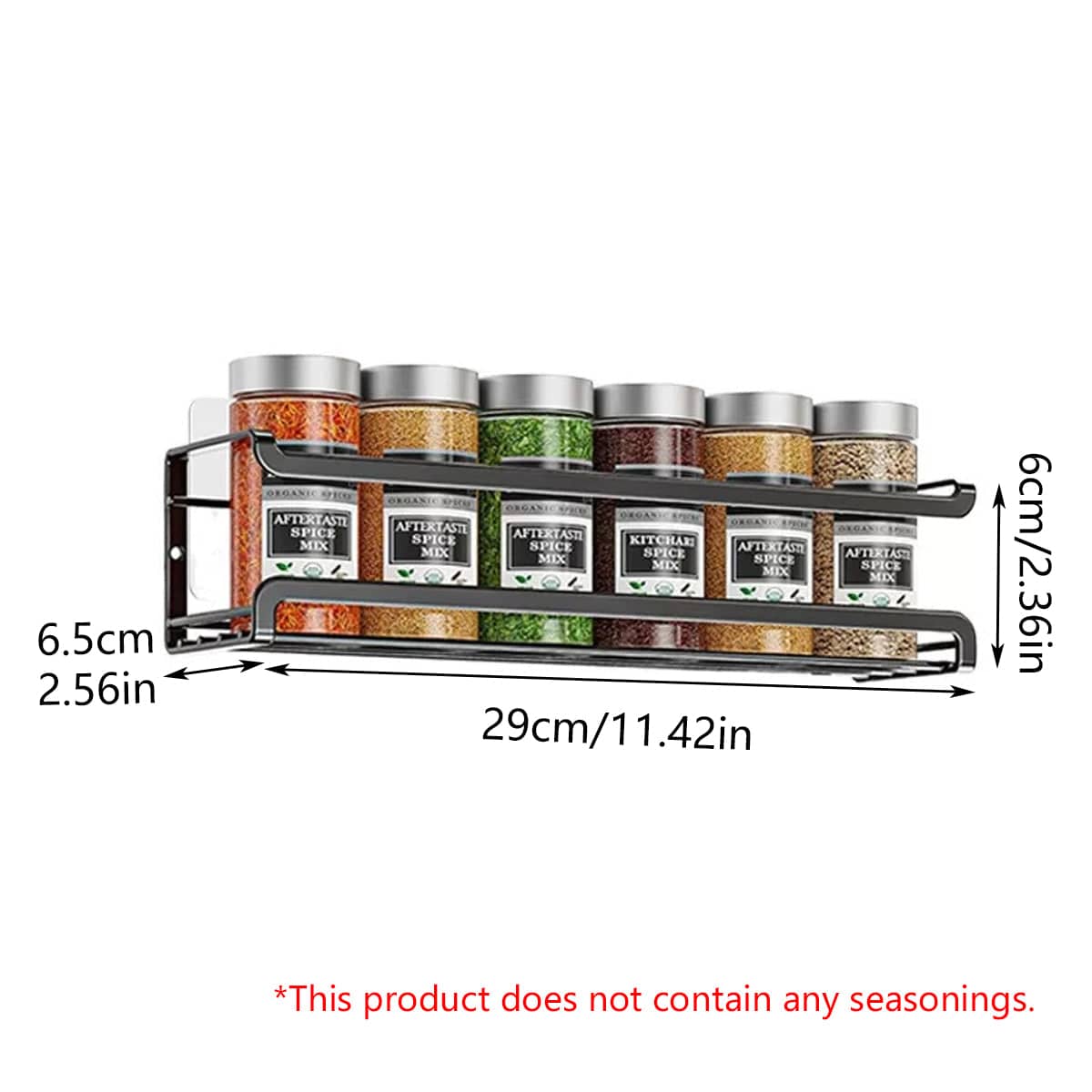Wall Mounted Spice Rack Set of 4 Metal Seasoning Bottle Organiser for Kitchen - view 3