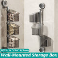 Wall Mounted Spice Storage Box Set of 3 with 180 Degree Rotating Containers
