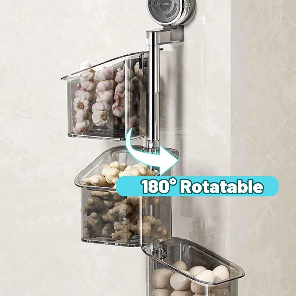 Wall Mounted Spice Storage Box Set of 3 with 180 Degree Rotating Containers - view 5