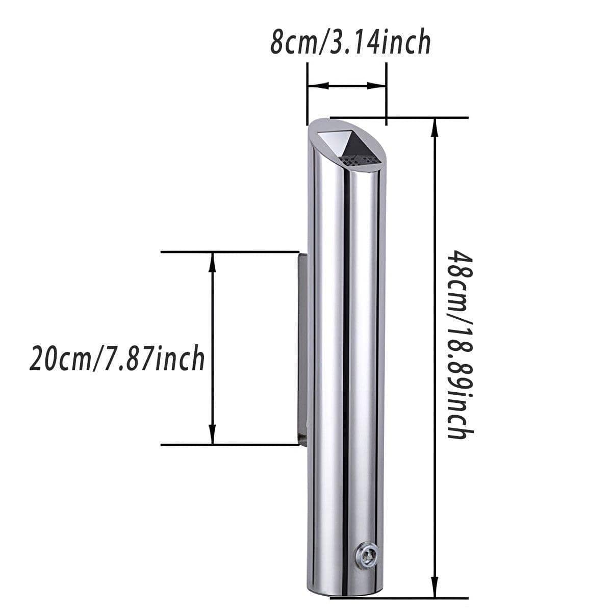 Wall Mounted Stainless Steel Ashtray, 1.8L Lockable - Silver - view 3
