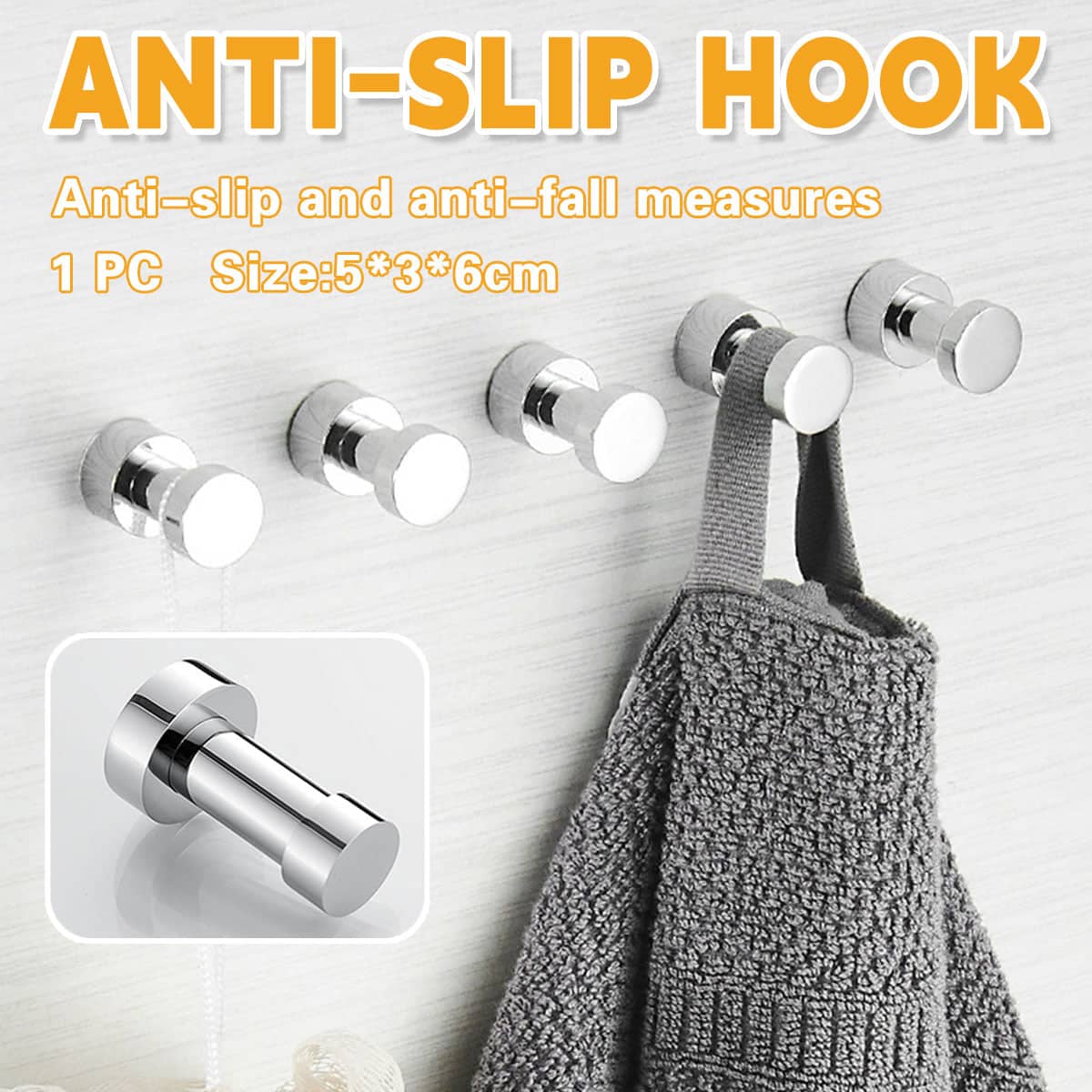 Wall Mounted Stainless Steel Single Coat Hook for Bathroom