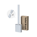 Wall Mounted Toilet Brush Set with Holder, Silicone-Like TPR Head - Grey