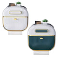 Wall-Mounted Toilet Paper Tissue Box with Storage Shelf - Green - view 3