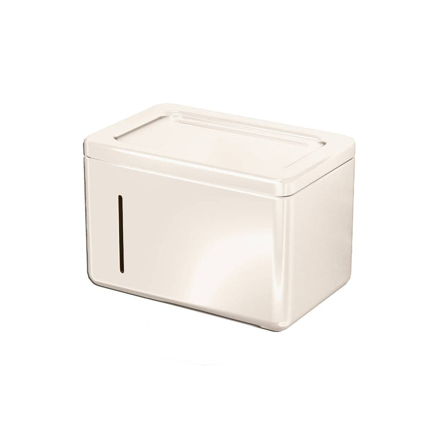 Wall-Mounted Toilet Roll Holder with Lid - White