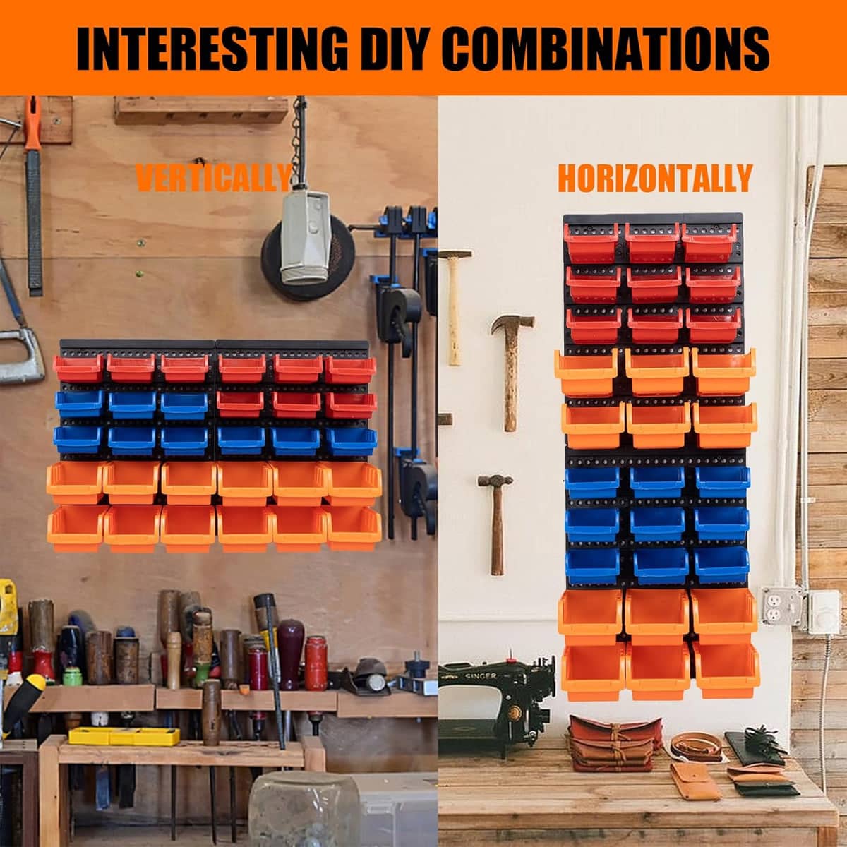 Wall Mounted Tool Storage Rack Bin Organiser Box for Garage Workshop, Pack of 30 - view 4
