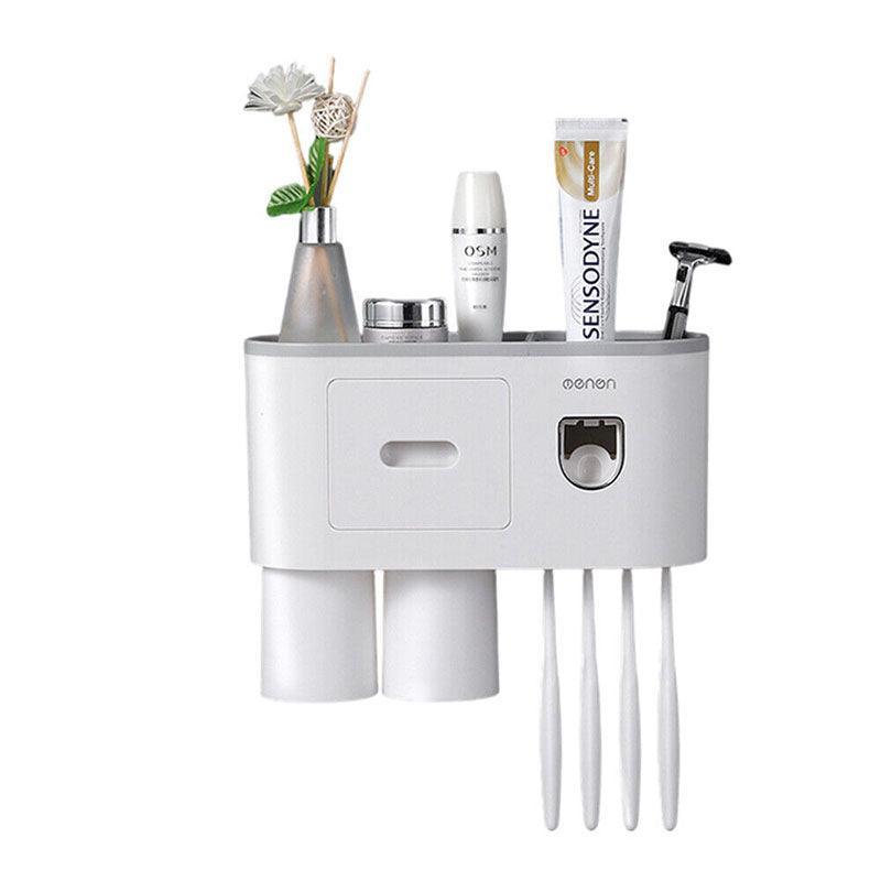 Wall Mounted Toothbrush Holder ABS with Adhesive Mount - 2 Cups - view 4
