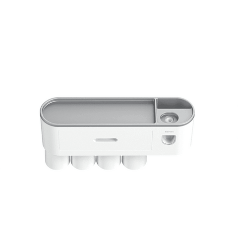 Wall Mounted Toothbrush Holder ABS with Adhesive Mount - 4 Cups