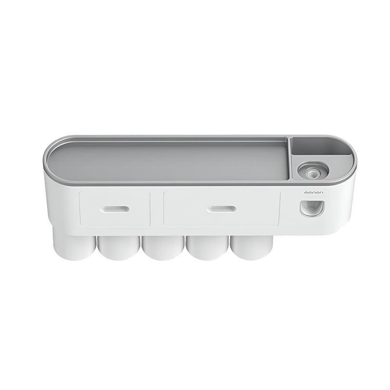 Wall Mounted Toothbrush Holder ABS with Adhesive Mount - 5 Cups